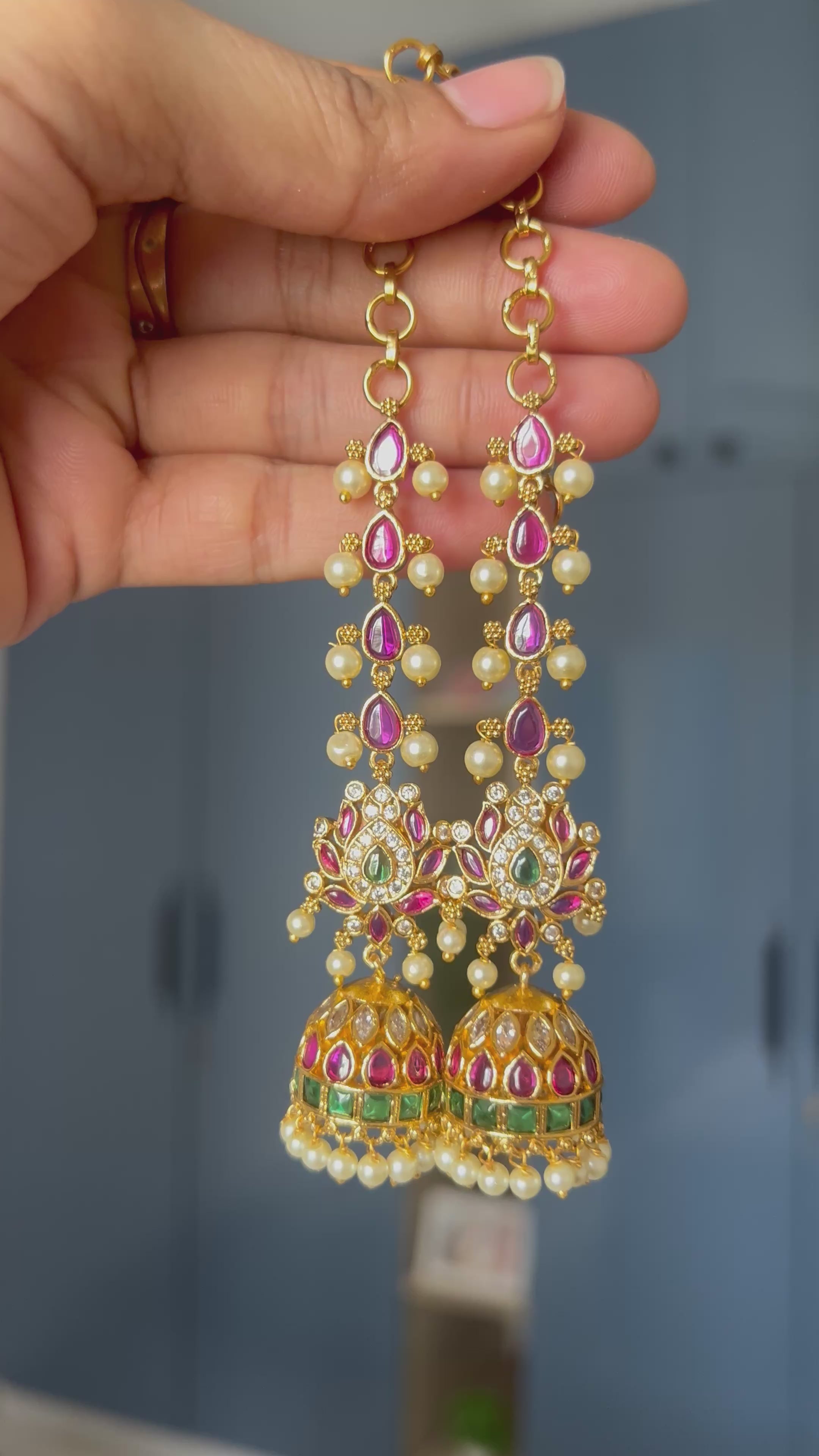 Premium Quality Kemp Stone Jumka with Maatil