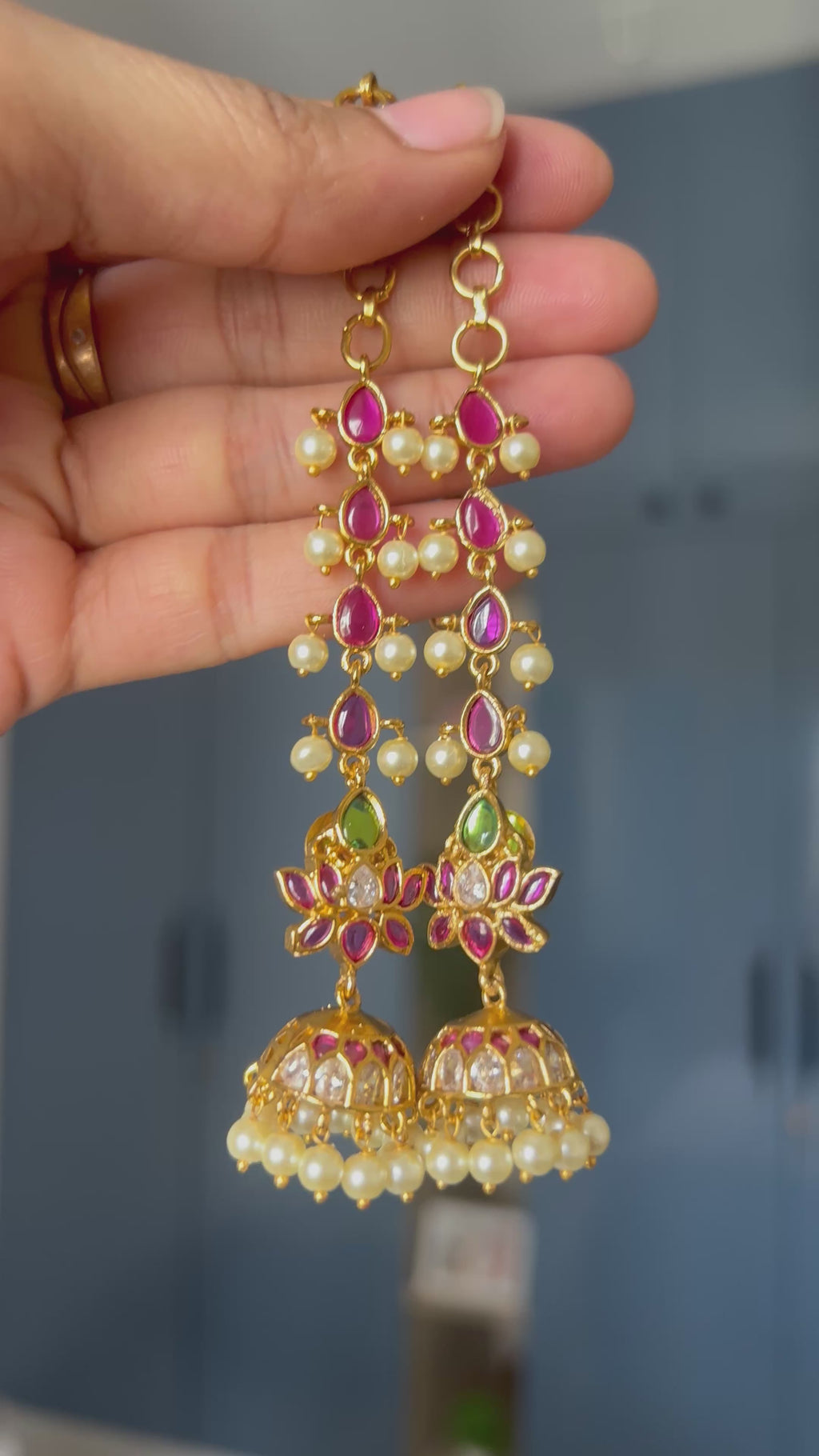 Premium Quality Kemp Stone Lotus Jumka with Maatil