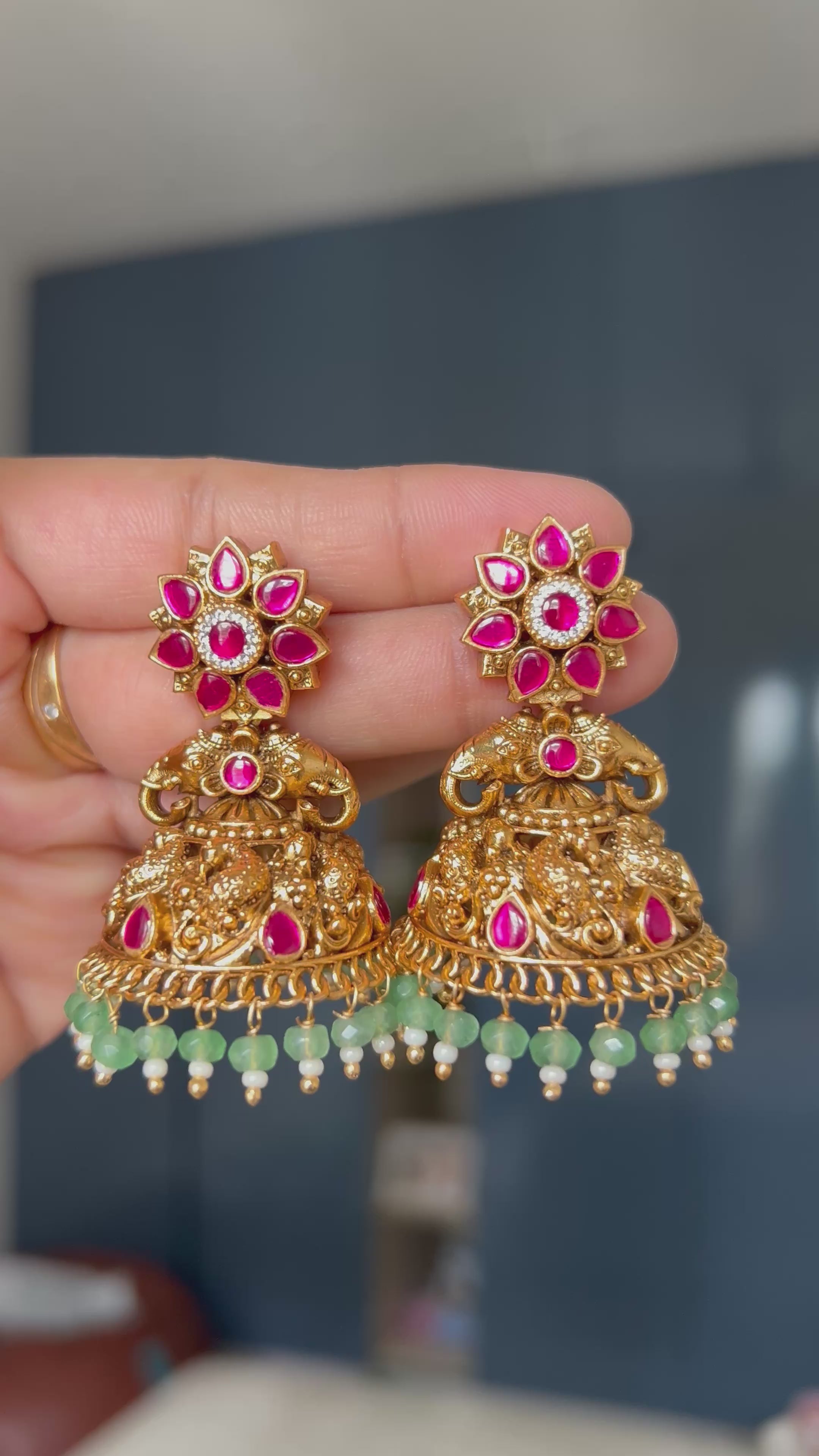 Premium Quality Bridal Peacock Design Jadau Jumka