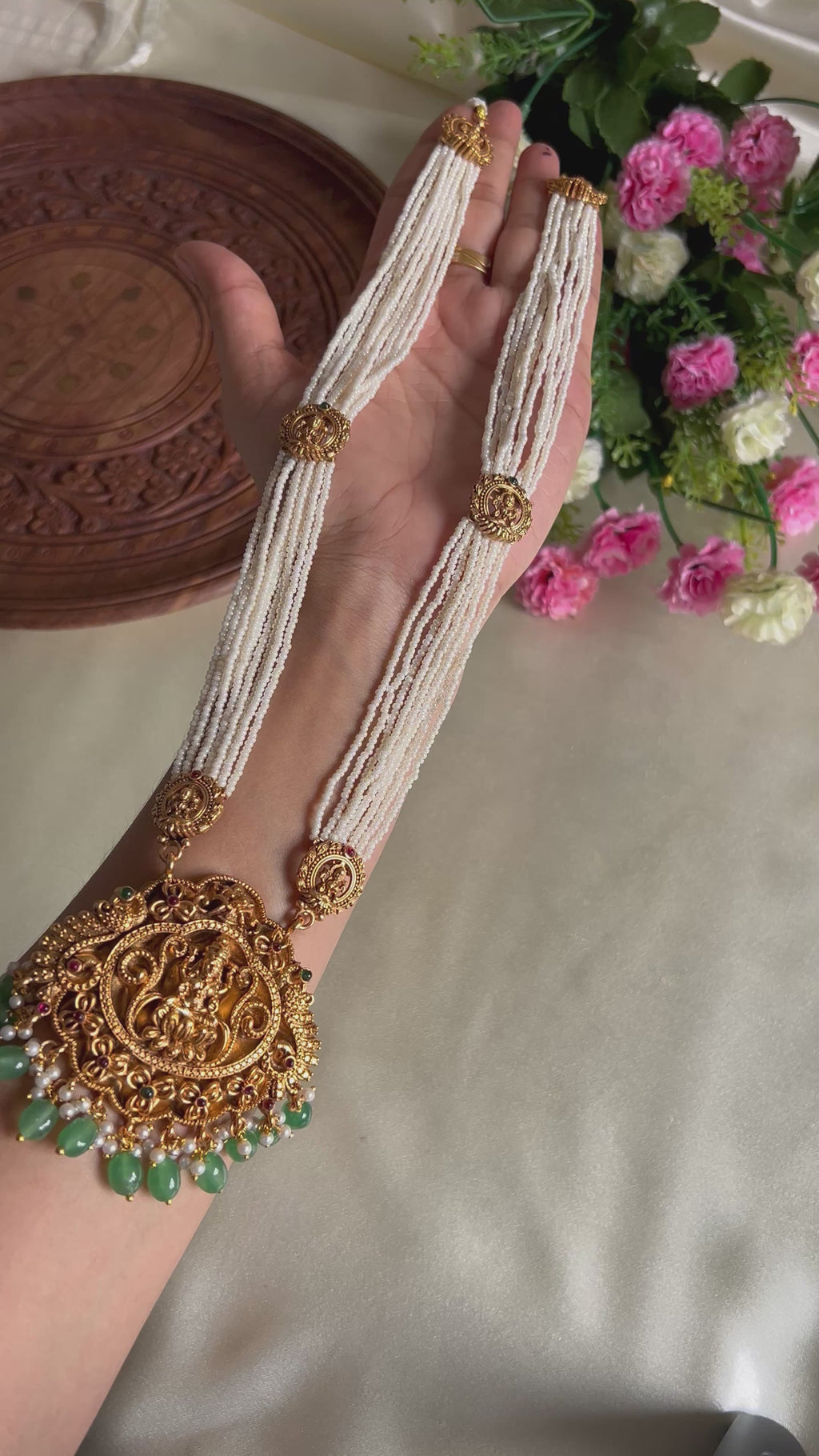 Premium Quality White Sugar Beads Lakshmi Haram