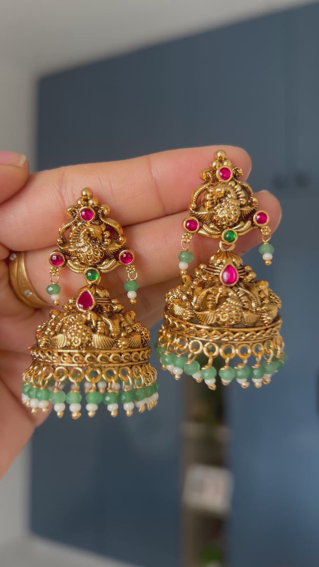 Premium Quality Gold Look Alike Peacock Jumka