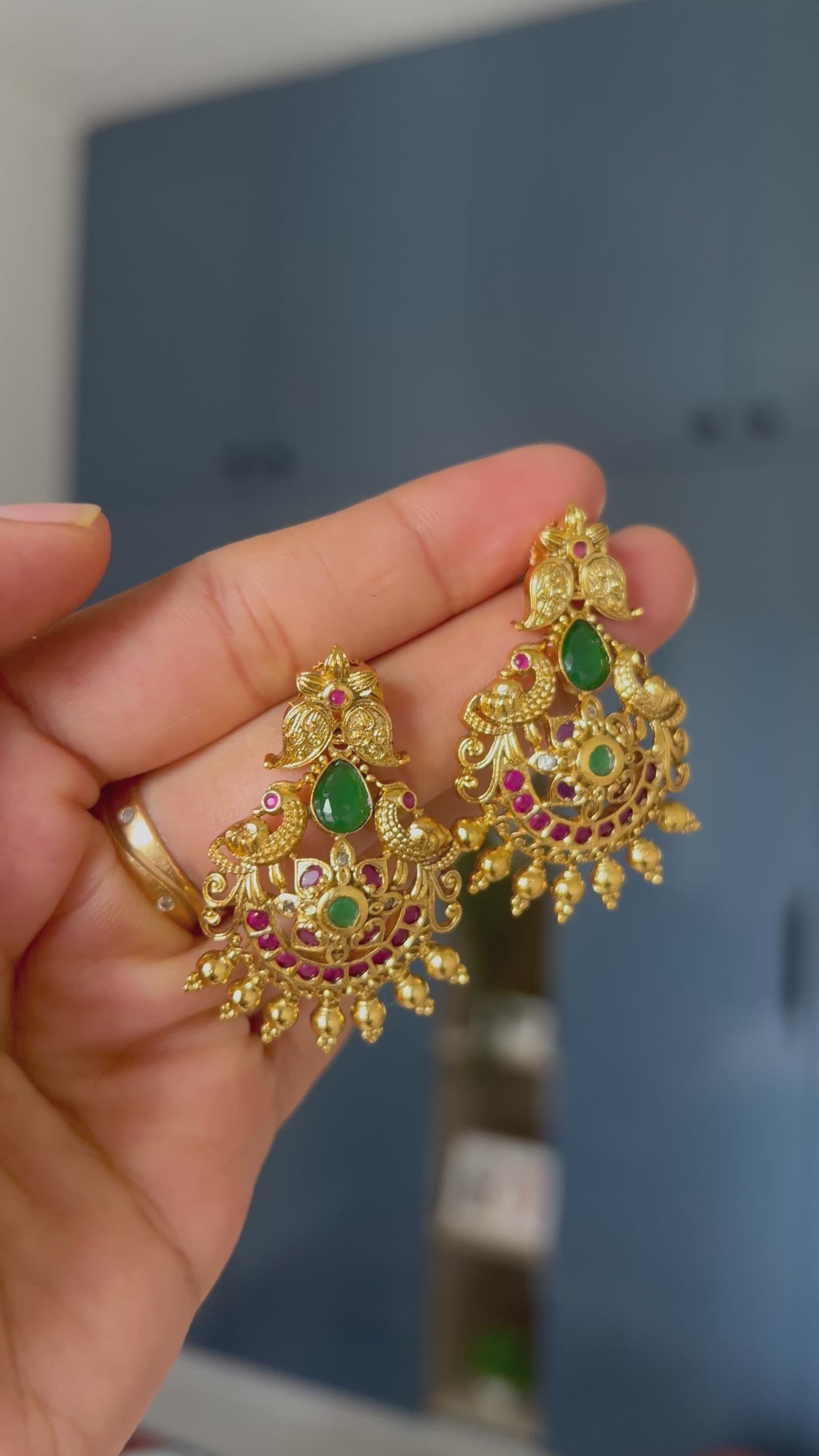 Premium Quality Gold Finish Peacock Chandbali