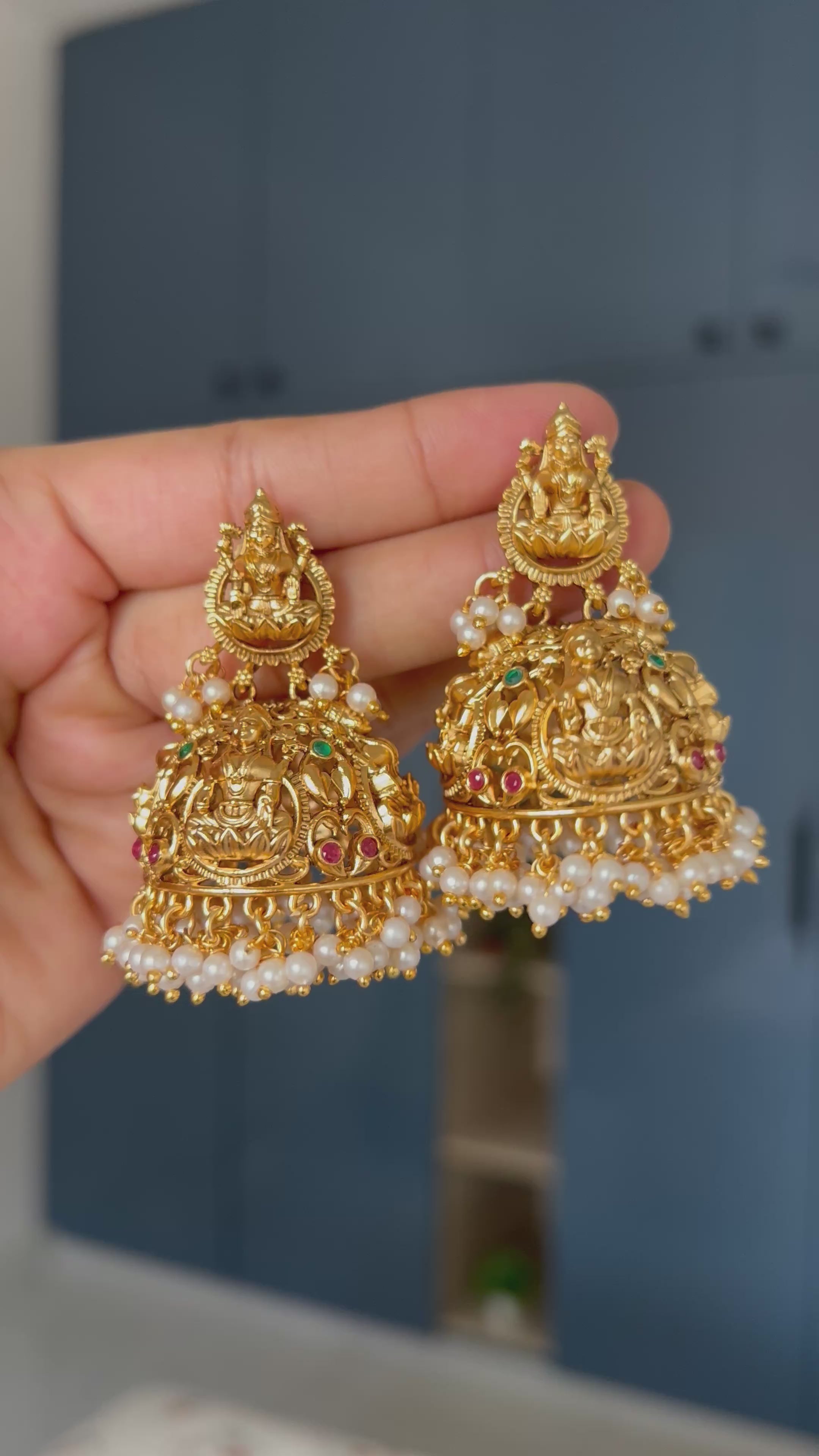 Premium Quality Bridal Lakshmi Pearl Jumka