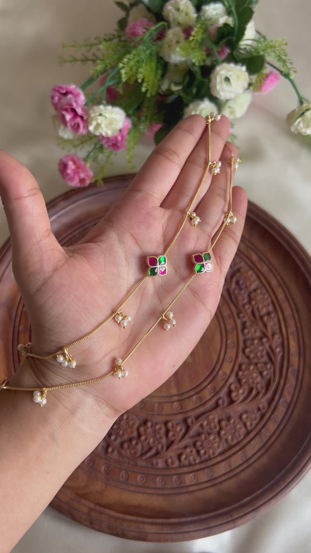 Premium Quality Jadau Pearl Anklets