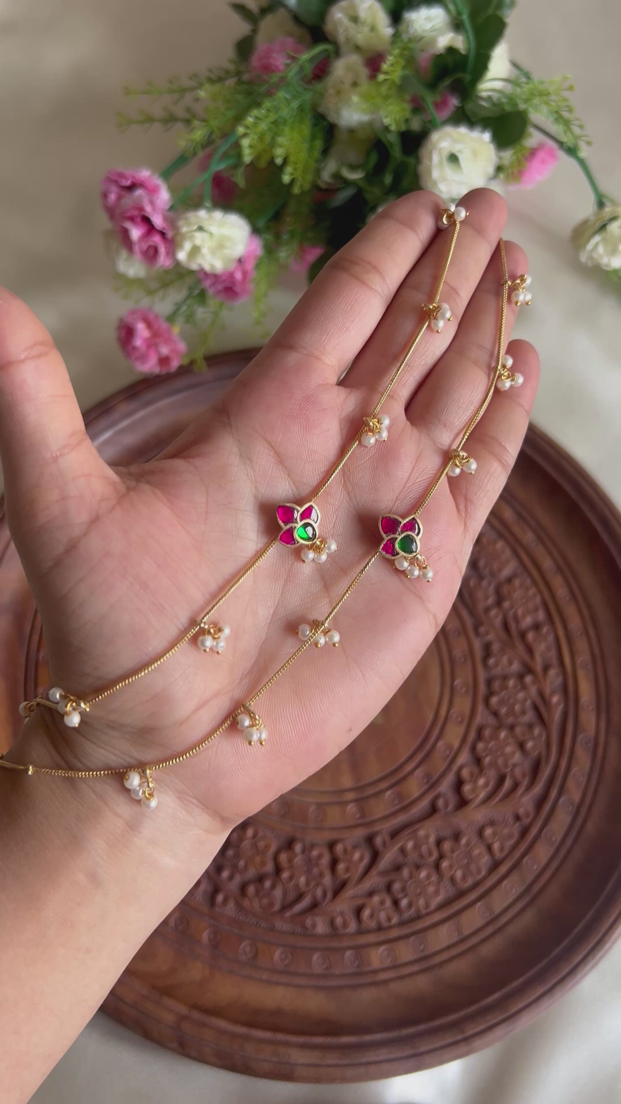Premium Quality Jadau Pearl Anklets