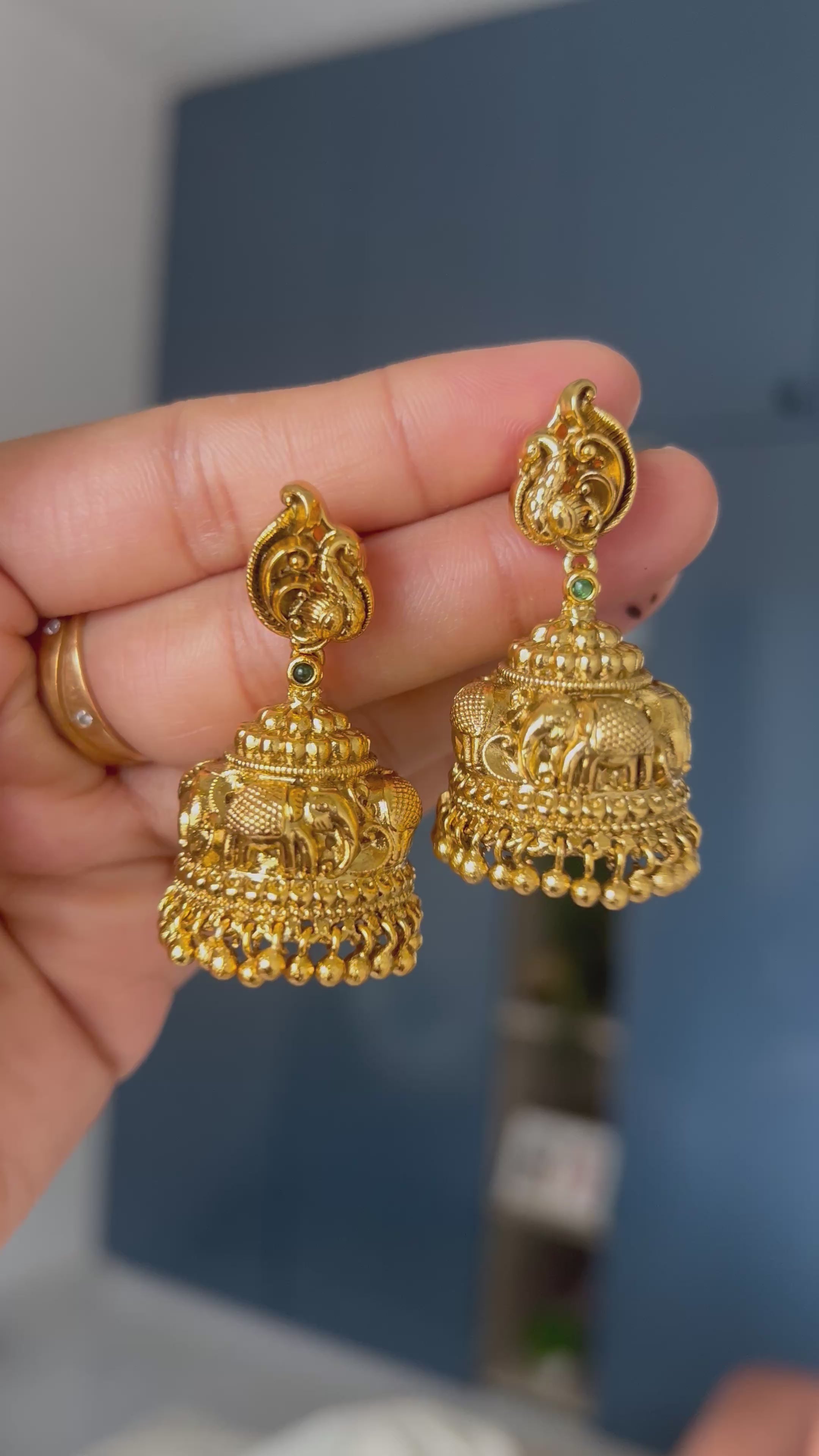 Premium Quality Gold Finish Elephant Design Jumka