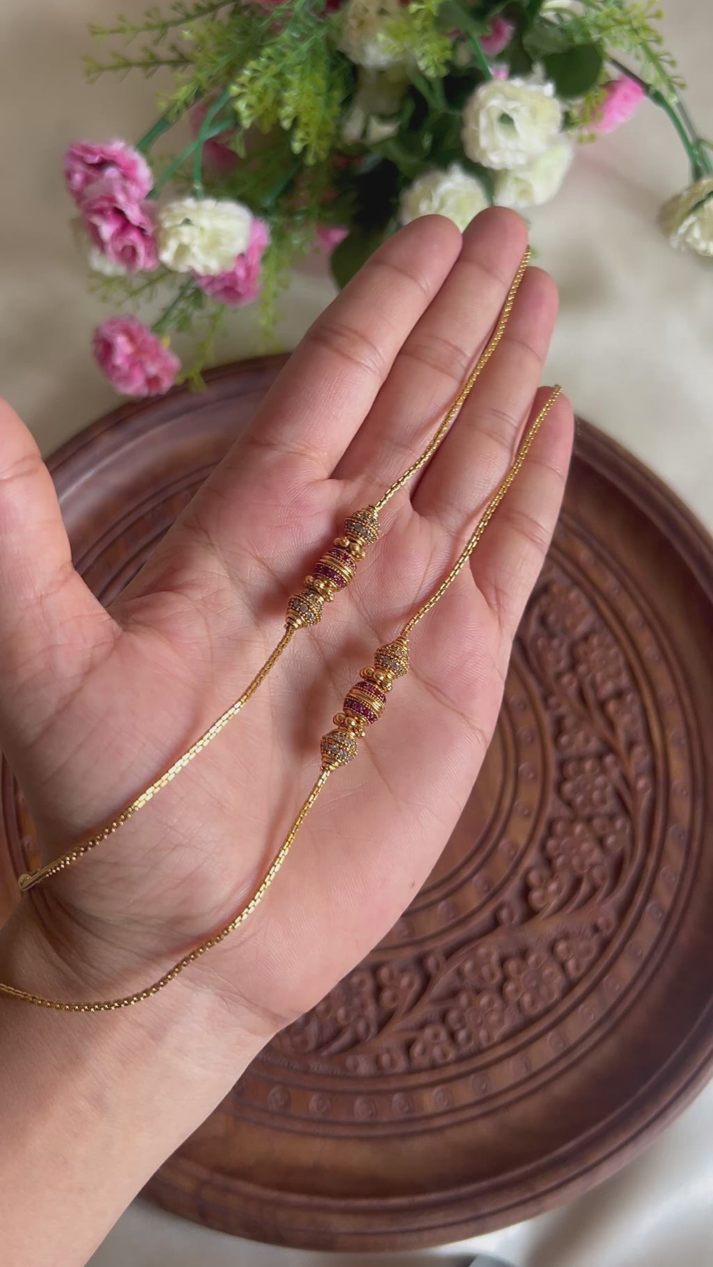 Premium Quality Gold Finish Kemp Triple Ball Anklets