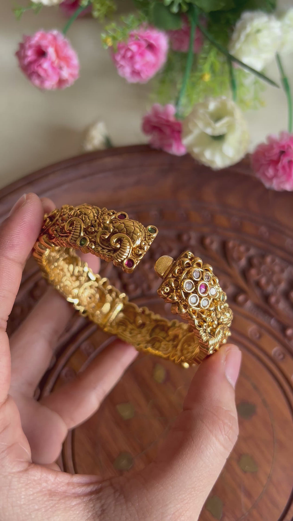 Premium Quality Antique Finish Peacock Open Type Bangles