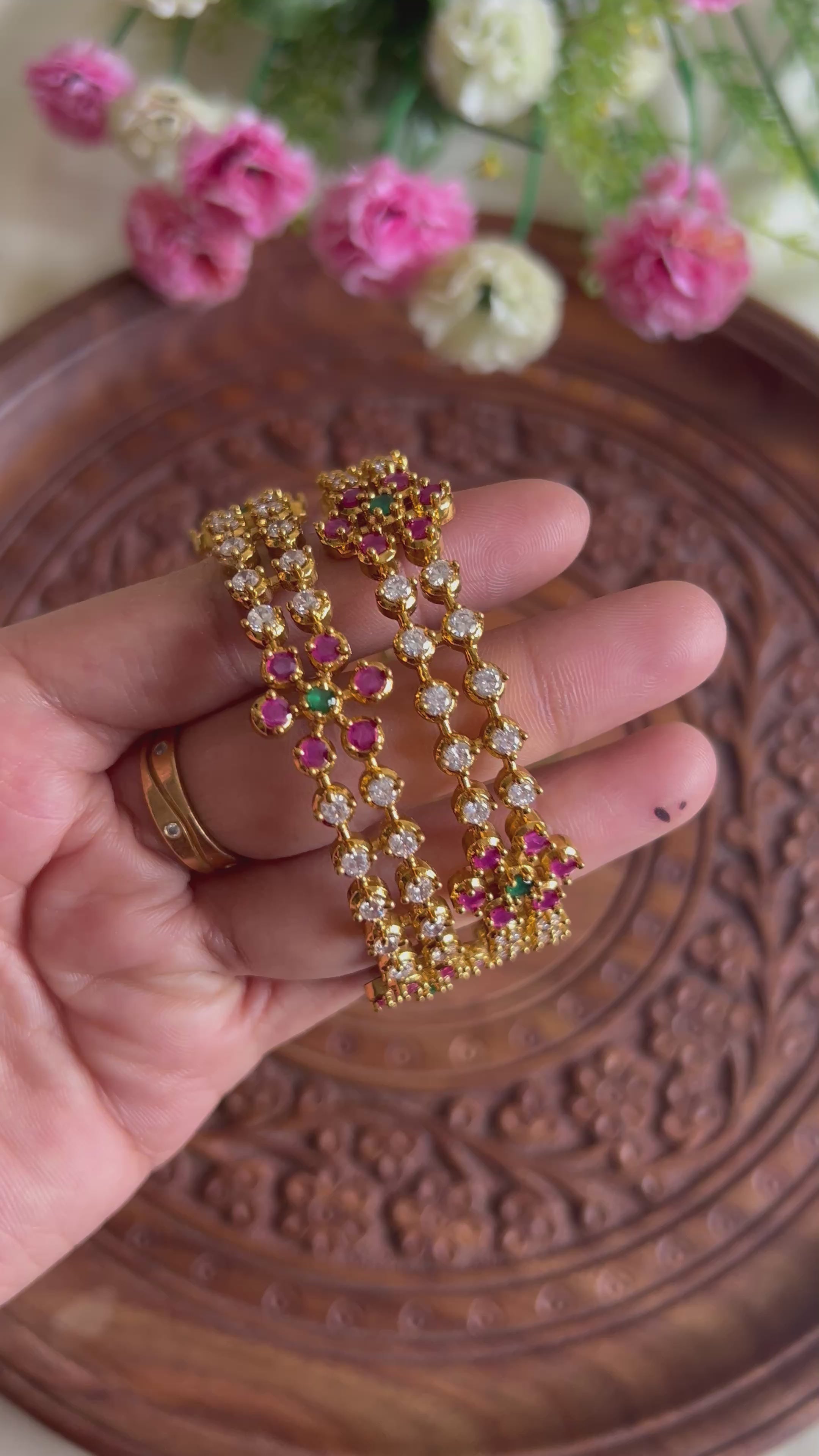 Premium Quality Gold Finish AD Stone Bangles