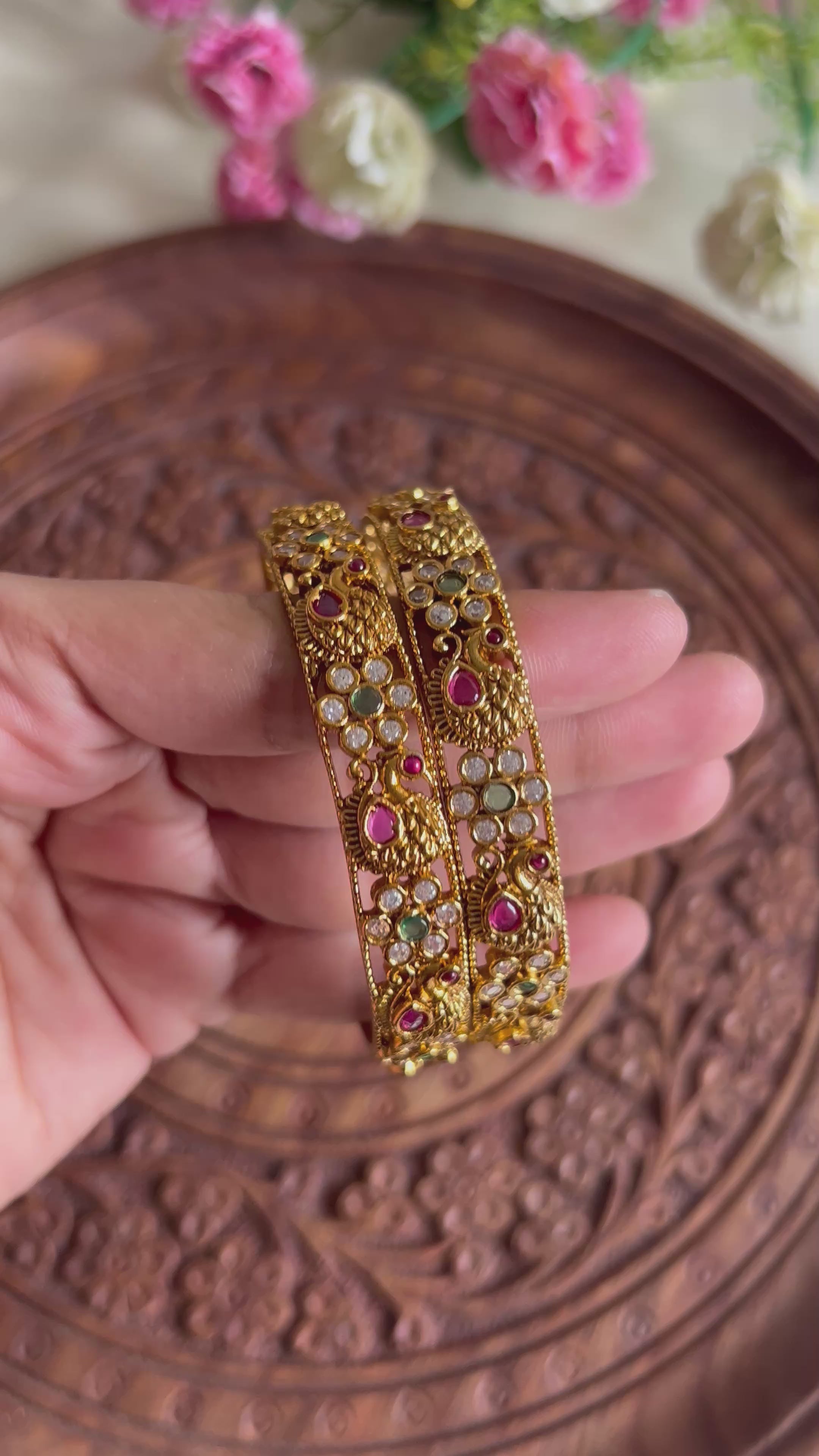 Premium Quality Antique Peacock Bangles