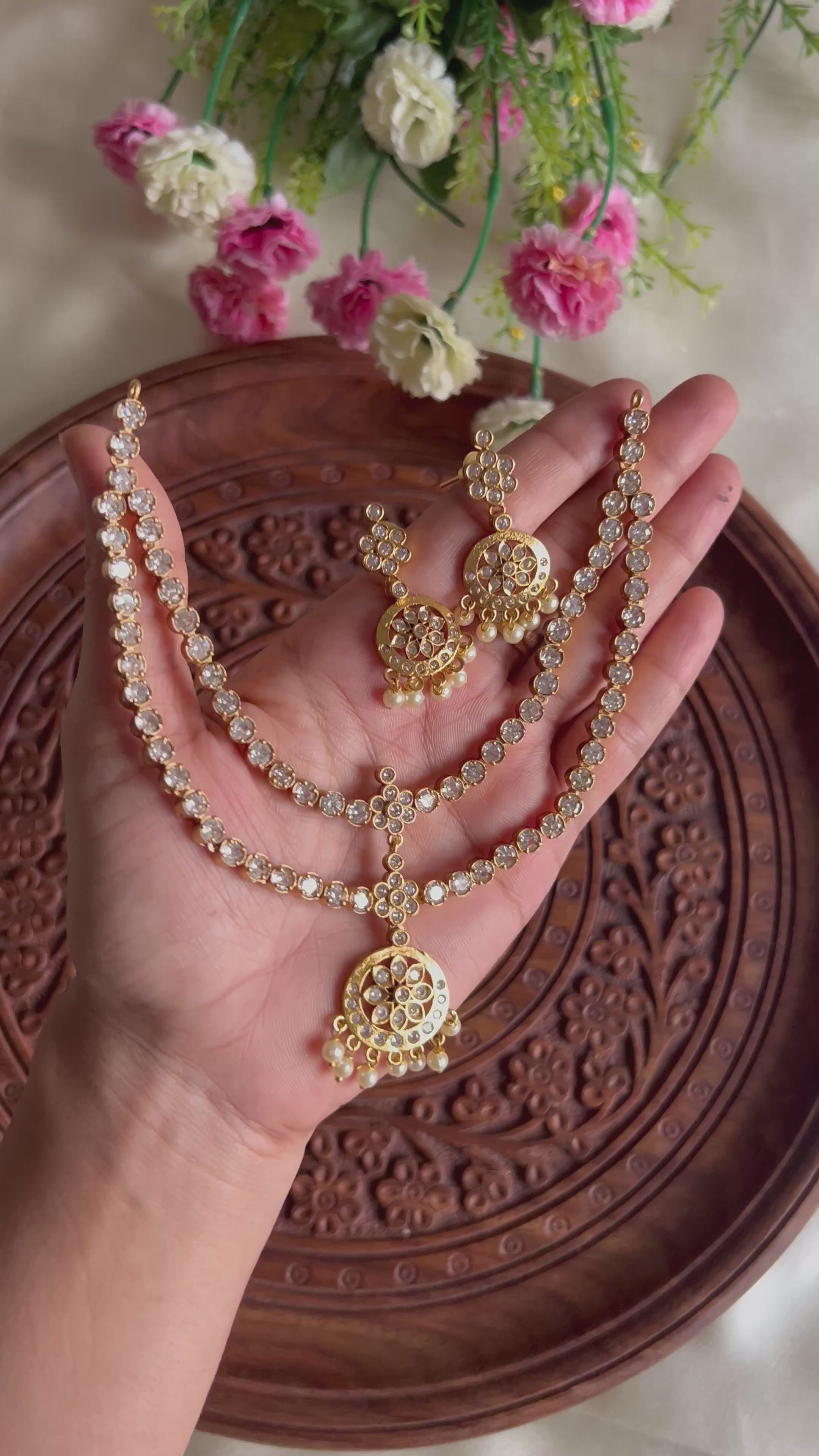 Premium Quality AD Stone 2 Layer Attigai Necklace