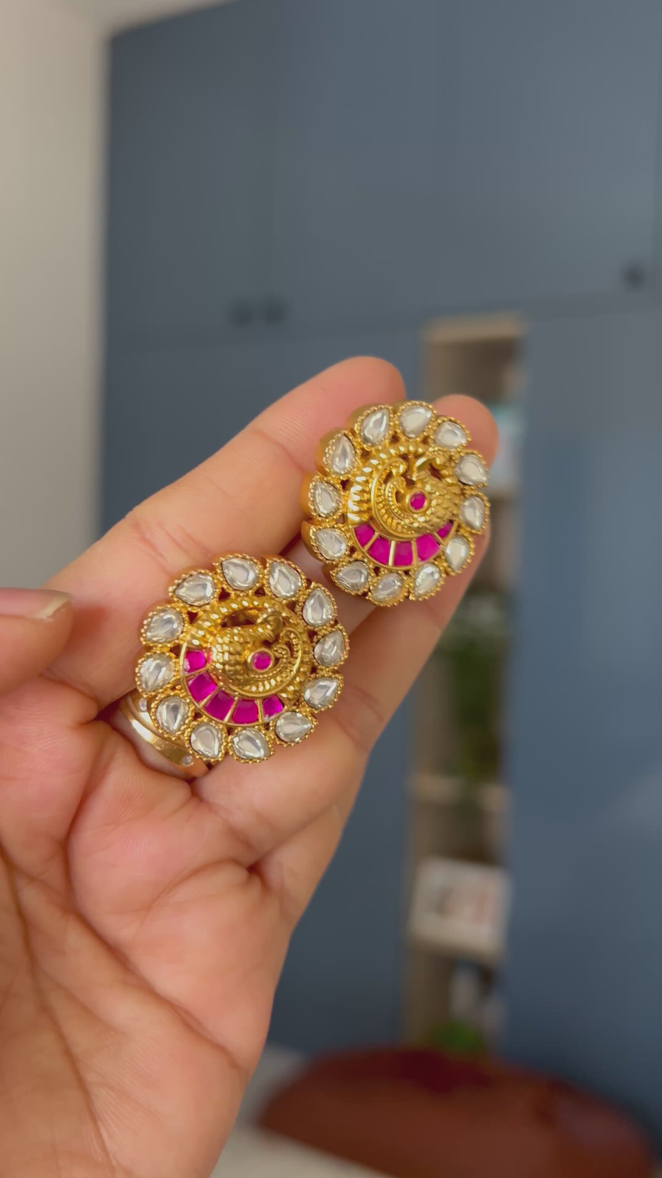 Premium Quality Jadau Peacock Stud