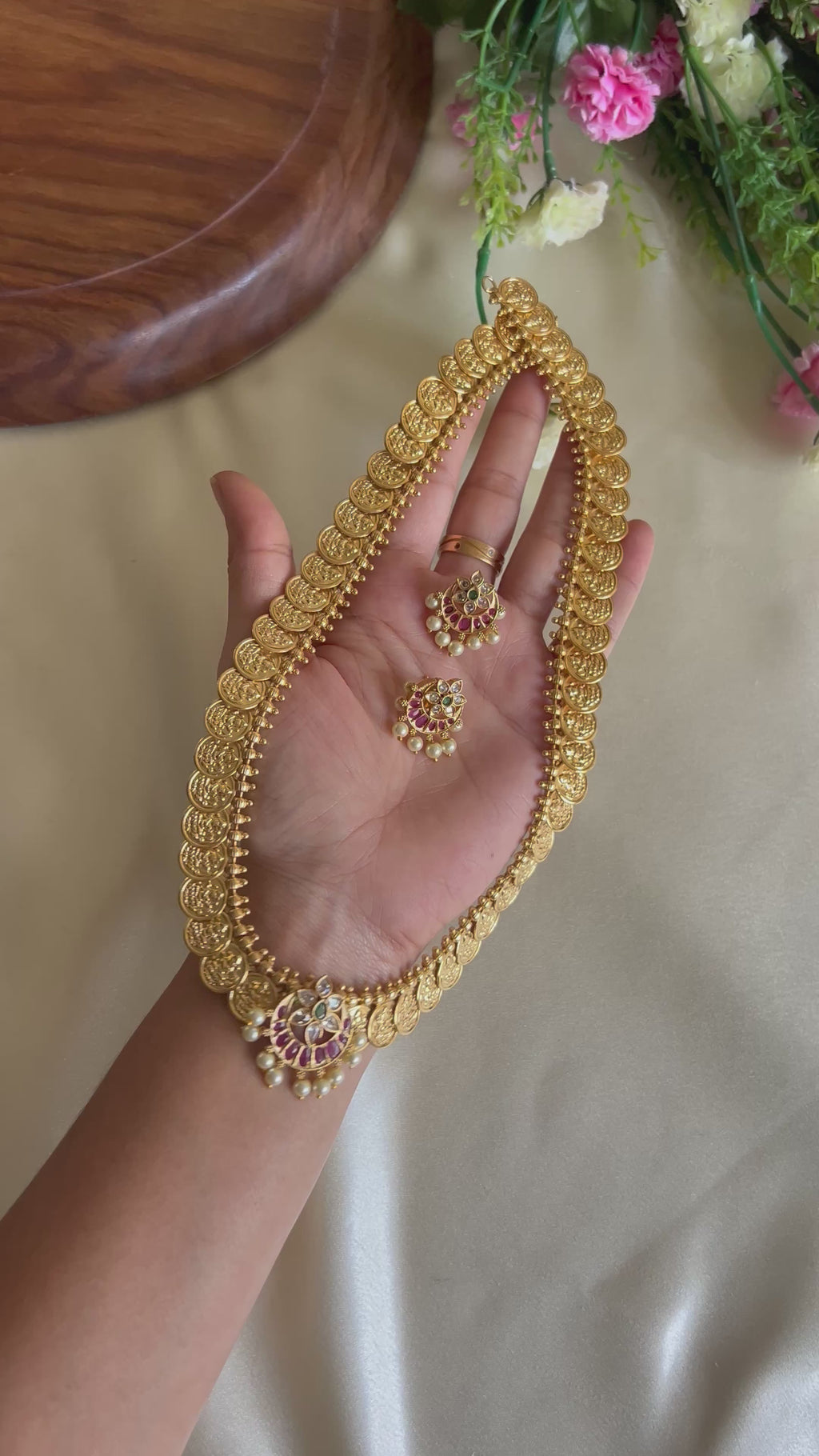 Premium Quality Lakshmi Kasu Haram with Floral Pendant