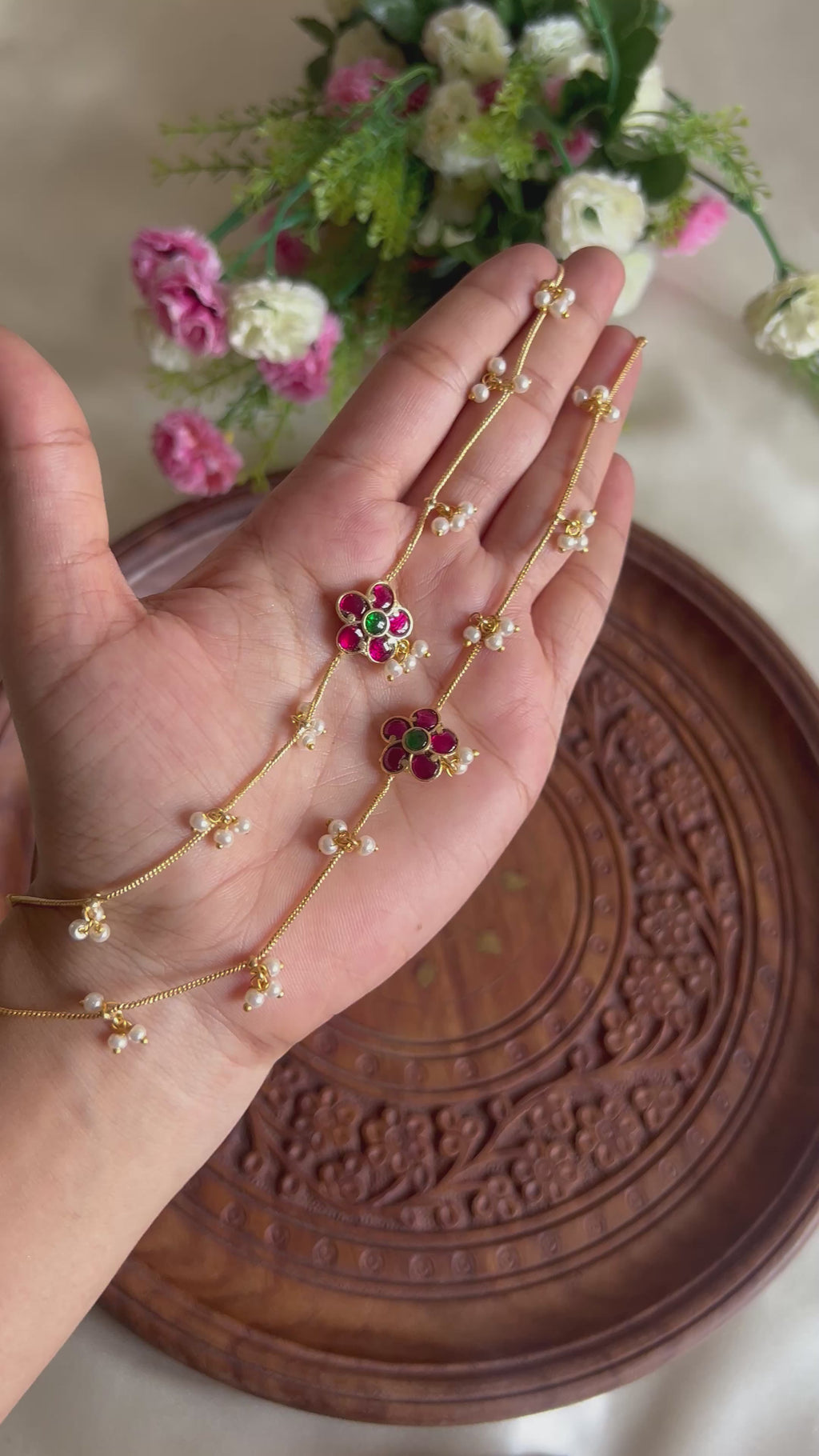 Premium Quality Jadau Pearl Anklets