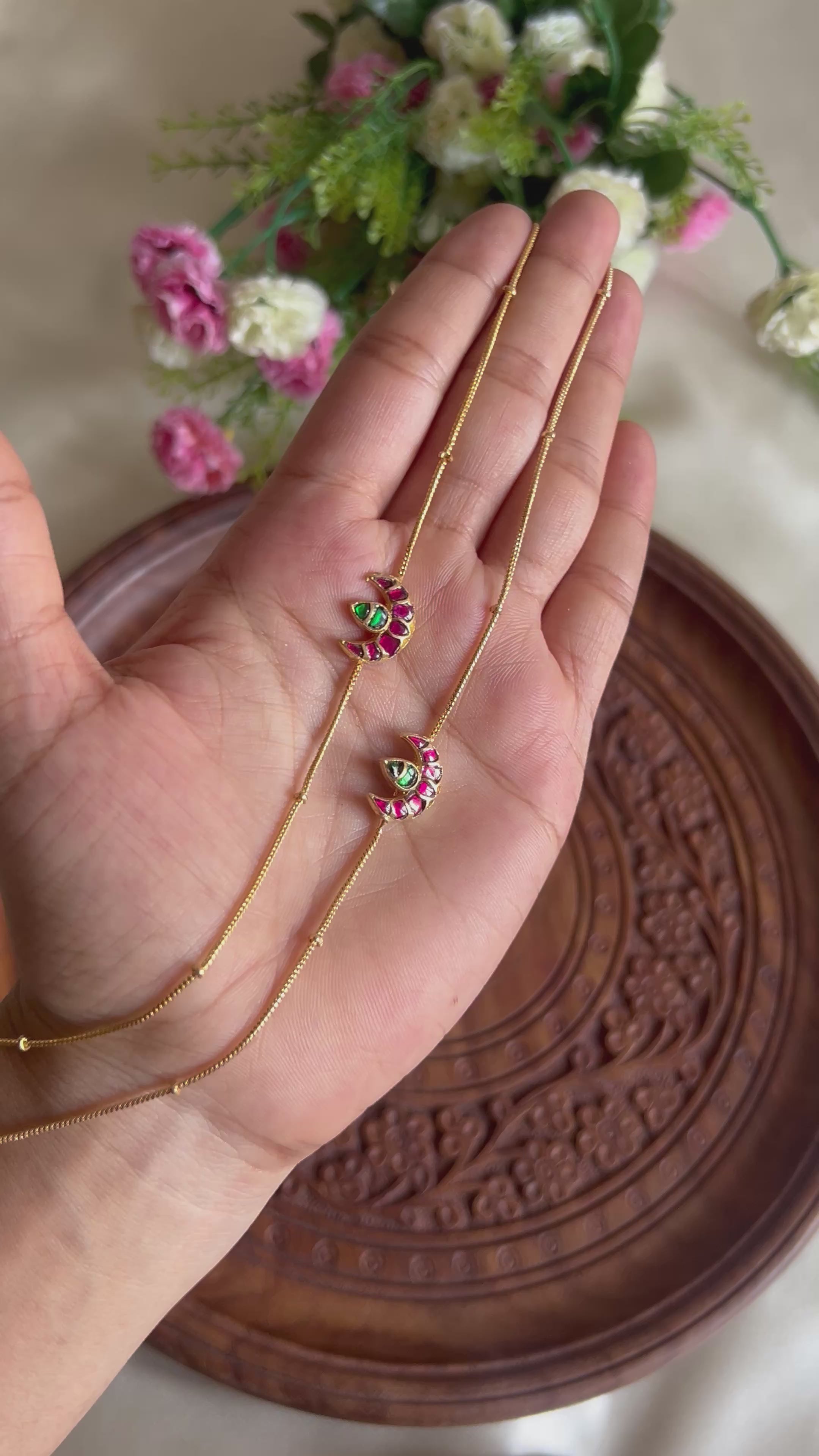 Premium Quality Jadau Kundan Half Moon Anklets