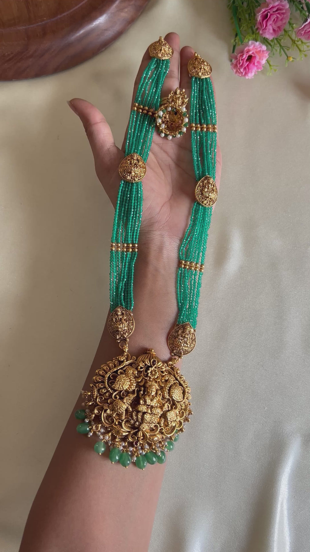 Premium Quality Sugar Sea Beads Lakshmi Peacock Haram