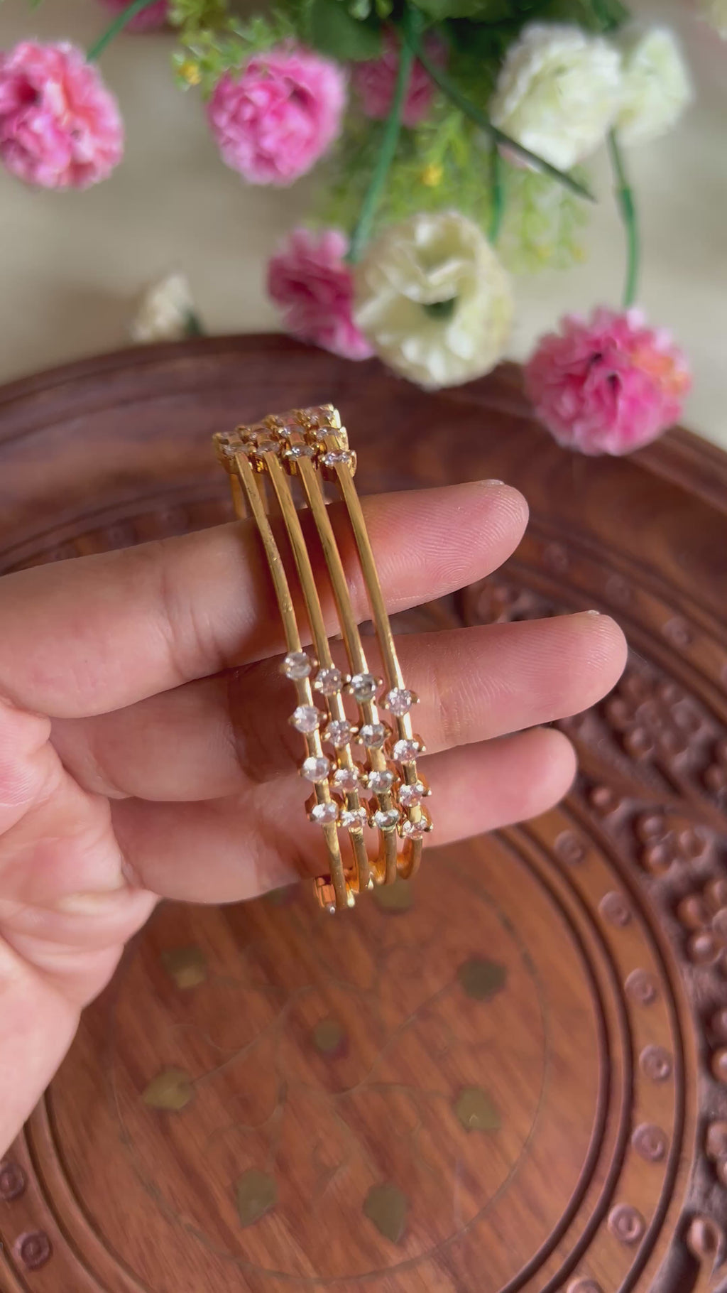 Premium Quality Gold Finish AD Stone Bangles