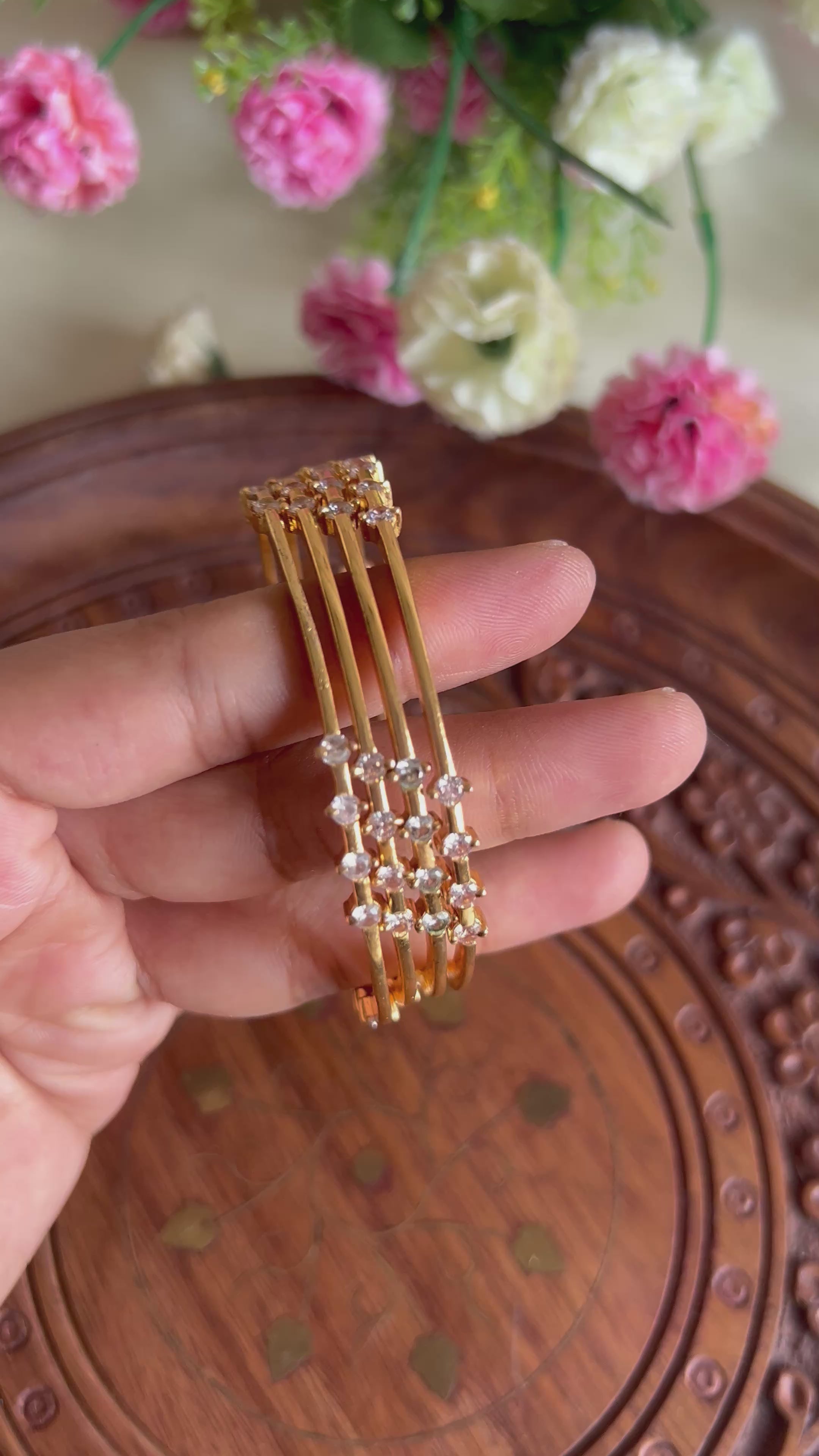 Premium Quality Gold Finish AD Stone Bangles