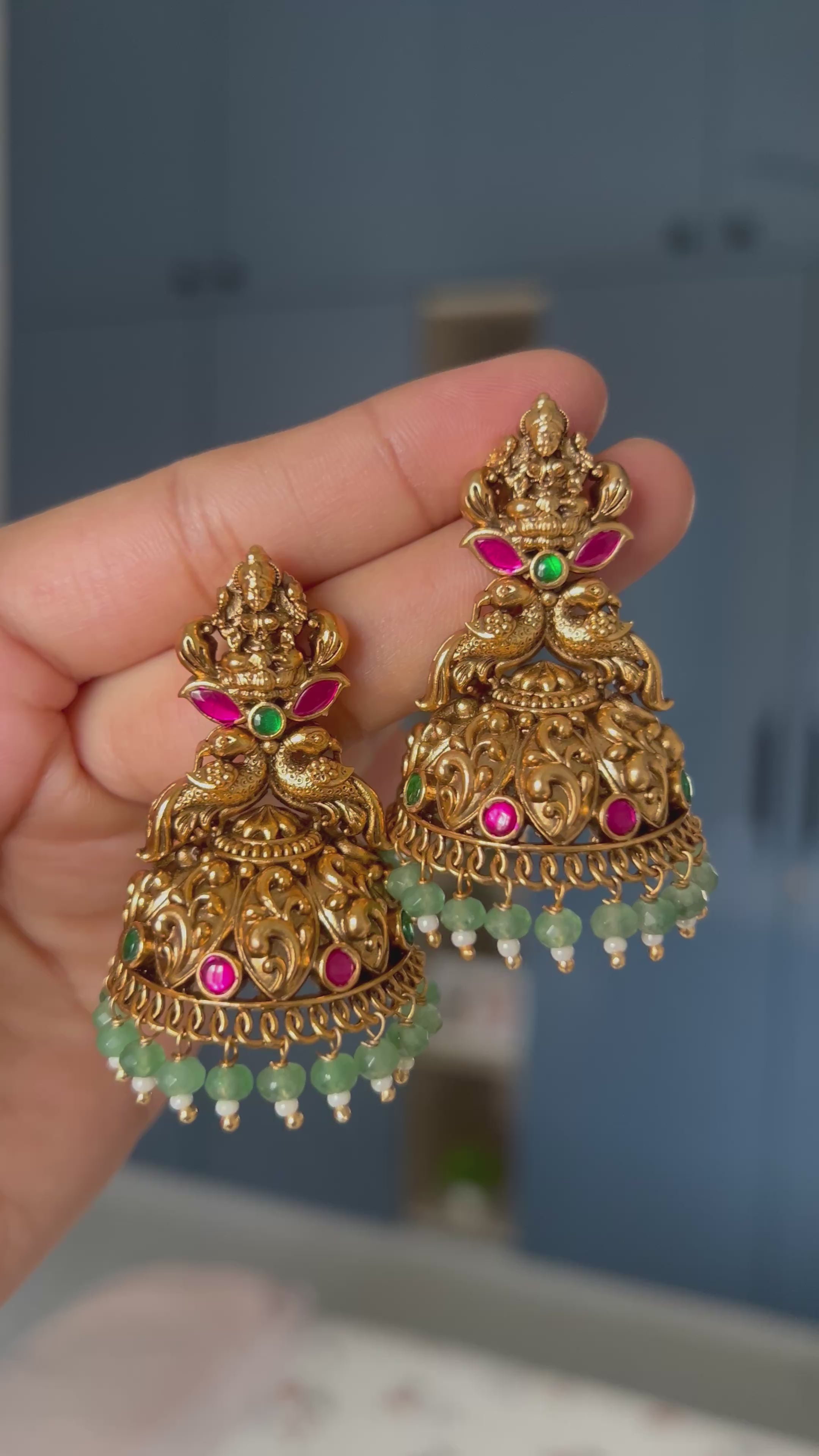 Premium Quality Antique Lakshmi Jadau Jumka