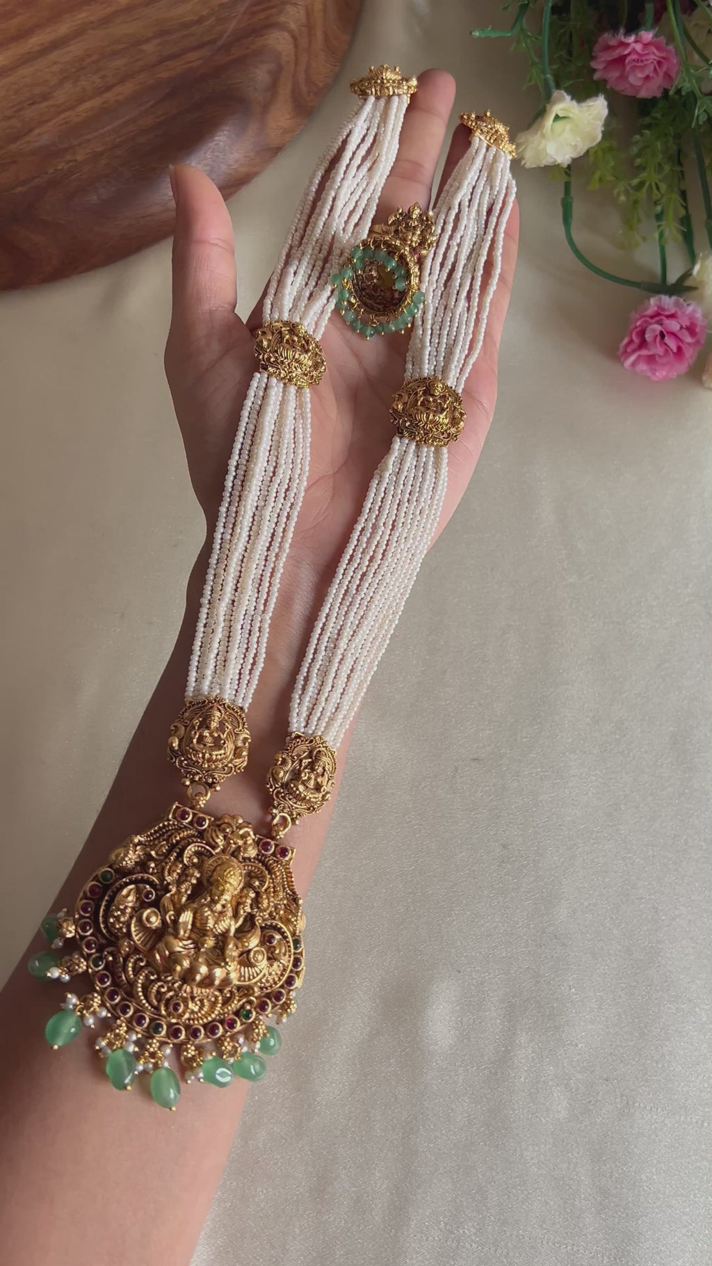 Premium Quality White Sugar Beads Lakshmi Haram